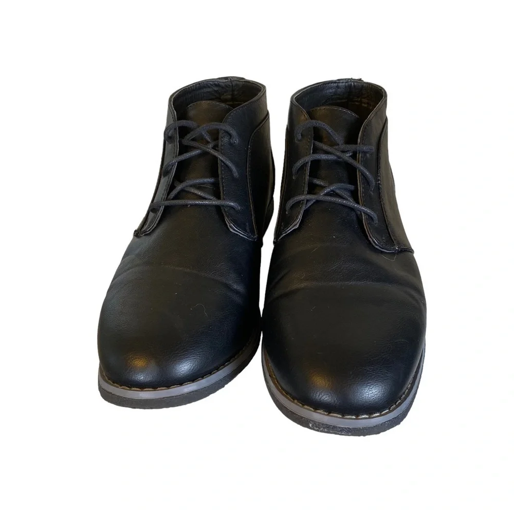 London Fog Blackstreet 2 Chukka Boot Mens 12M Black Vegan Faux Leather Blokecore